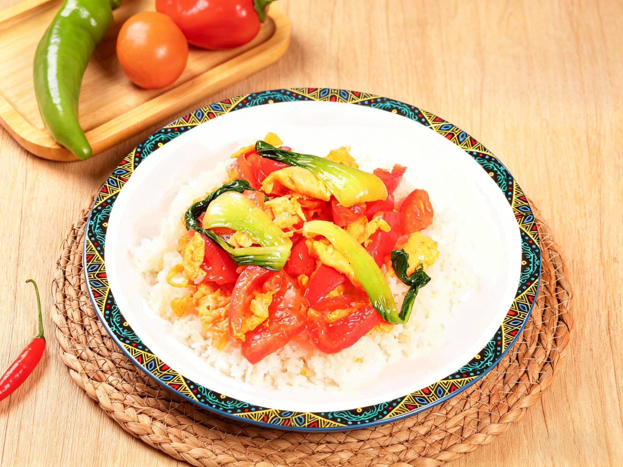 Arroz con tomate y huevo · imagen ilustrativa